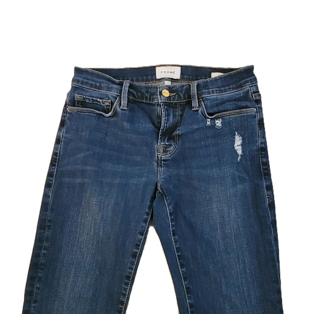 Frame Womens Le Garcon Jeans Boyfriend SZ 25 Distressed LGJ865 Blue Dublin Grind - Picture 3 of 13